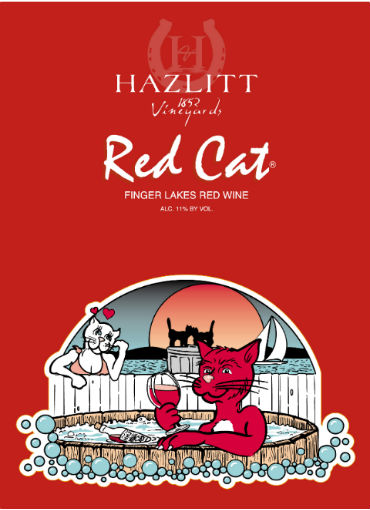 red cat wine in a bag